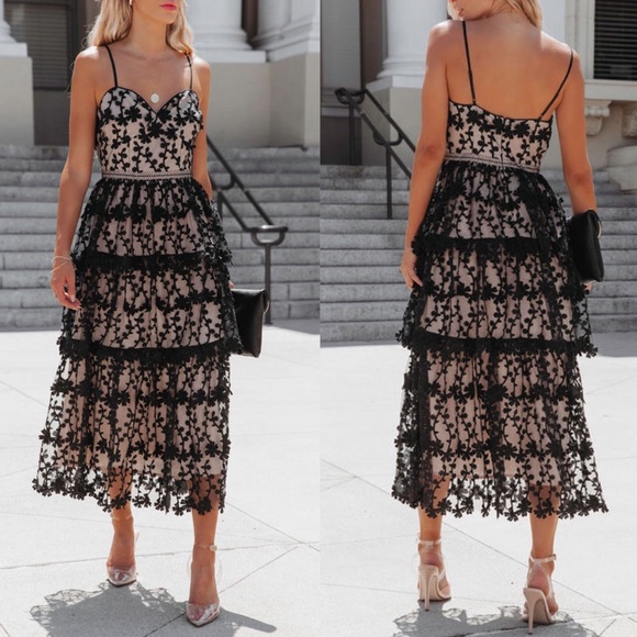 Vici Dresses & Skirts - NWT Vici Endless Rose Pascal Tiered Crochet Lace Midi Dress in Black